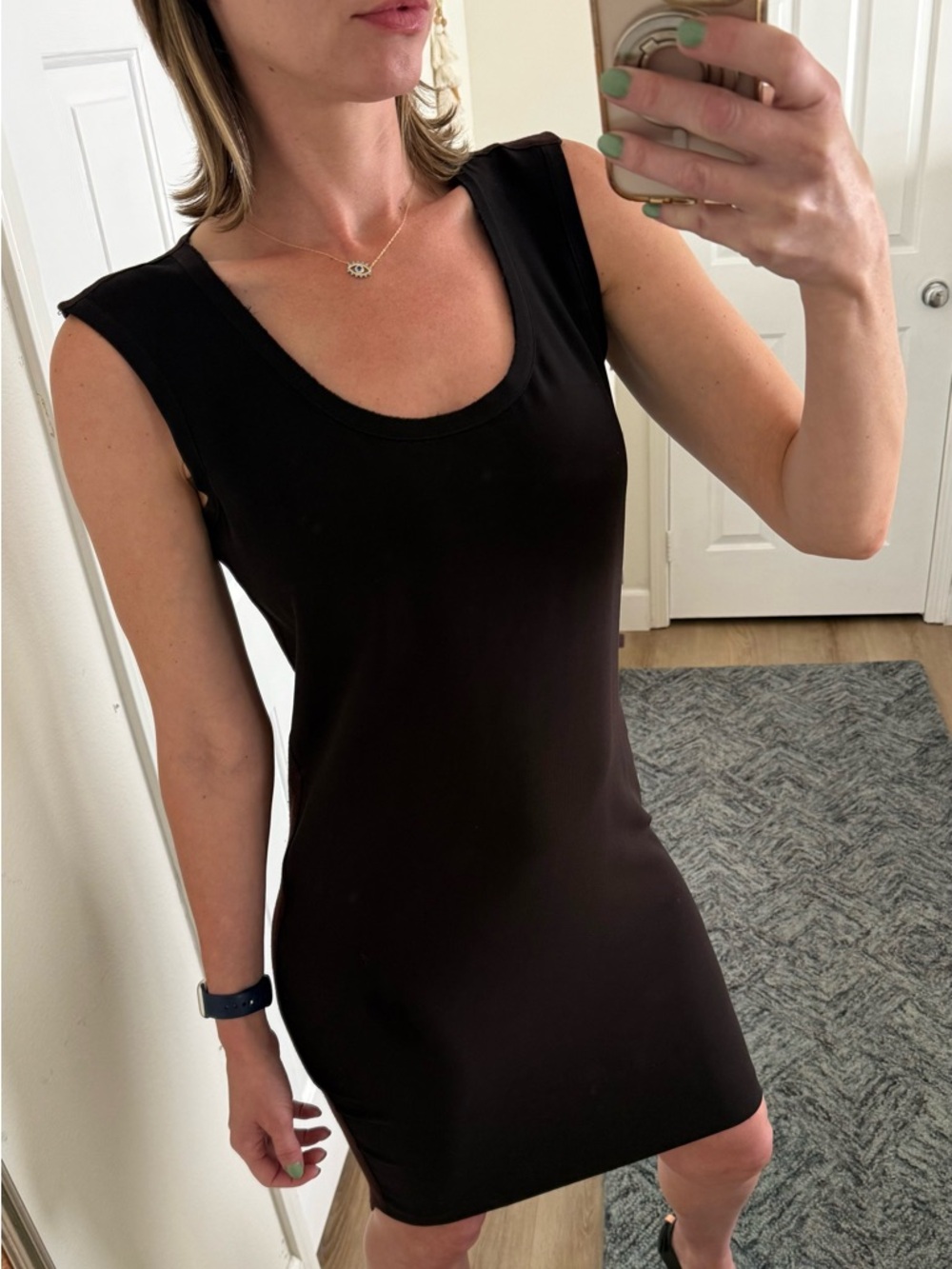 Fuzzi Made in Italy Layered Knit Tank Dress Brown Wool Blend M 6